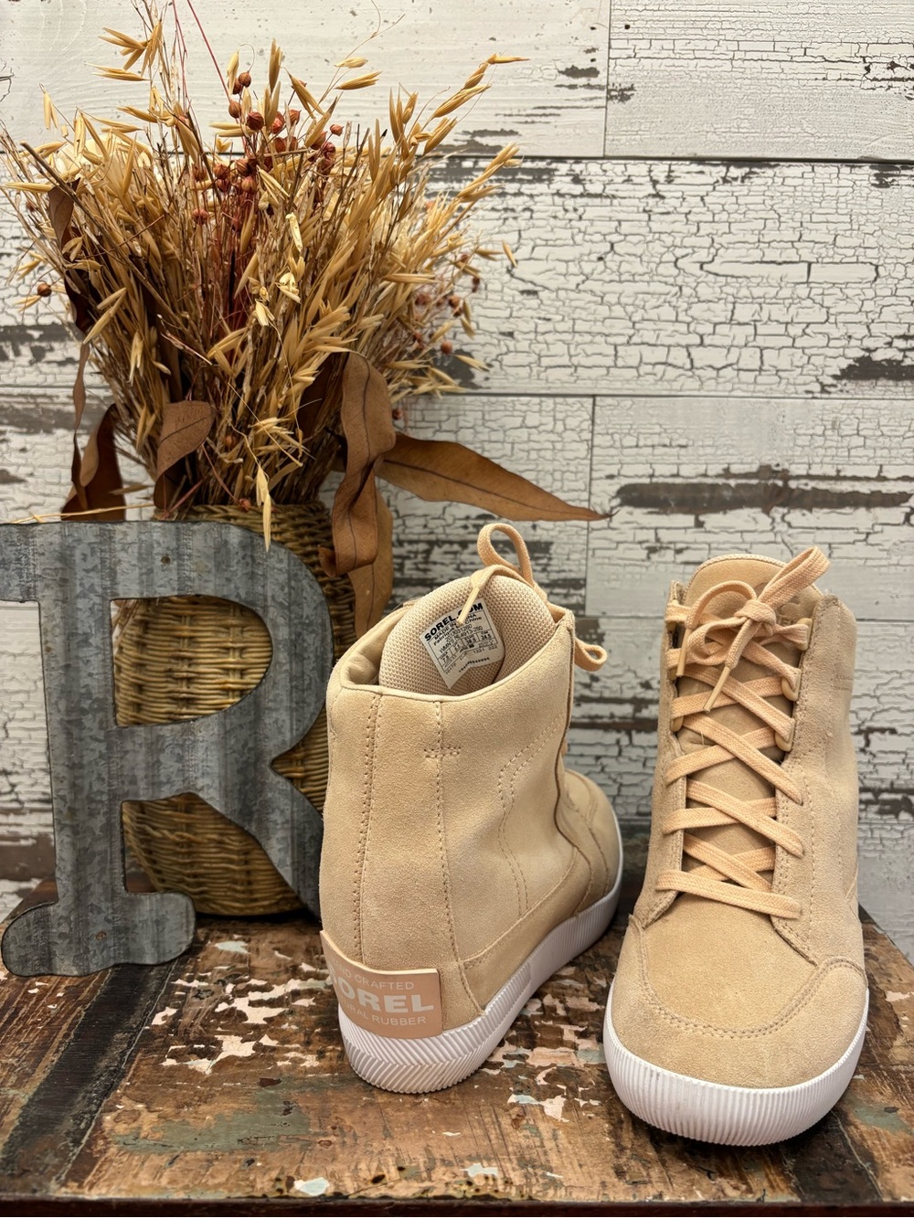 Sorel Wedge Waterproof Women's Tan Suede High-Top Sneakers